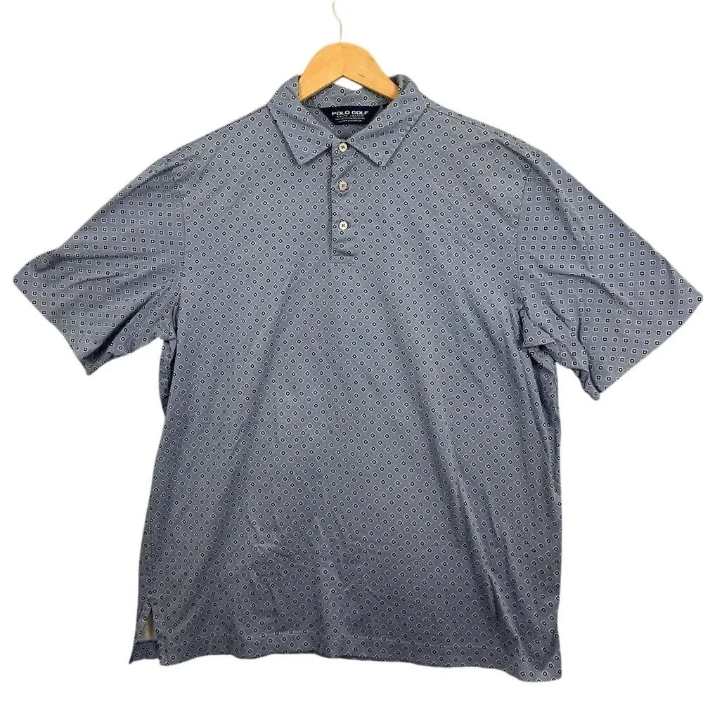 Polo Golf Ralph Lauren Men’s Polo Shirt Blue Geometric Print‎ Size L
